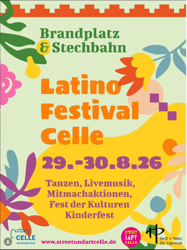 Festivalmotiv mit dem Schriftzug Latino Festival Celle